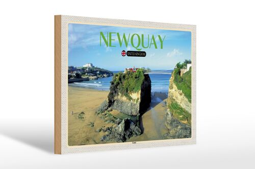 Holzschild Städte Newquay Coast United Kingdom 30x20cm