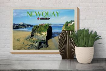 Panneau en bois villes Newquay Coast Royaume-Uni 30x20cm 3