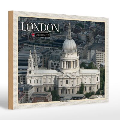 Cartello in legno città St. Cattedrale di Paul Londra UK 30x20 cm