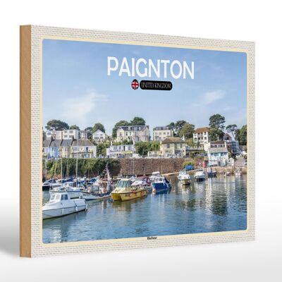 Cartello in legno città Paignton Harbour Regno Unito Inghilterra 30x20 cm