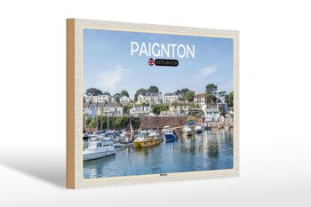 Panneau en bois villes Paignton Harbour UK Angleterre 30x20cm 1