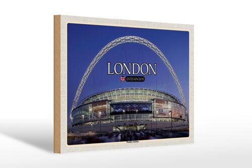 Holzschild Städte Wembley Stadium London England 30x20cm