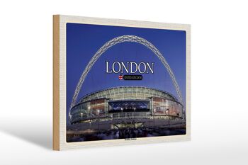 Panneau en bois villes Wembley Stadium Londres Angleterre 30x20cm 1