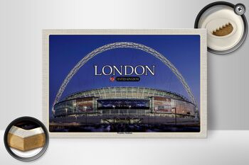 Panneau en bois villes Wembley Stadium Londres Angleterre 30x20cm 2