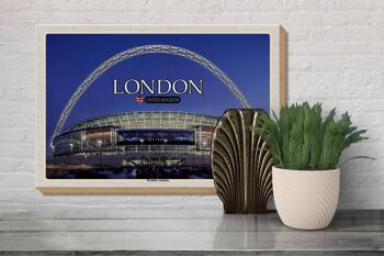 Panneau en bois villes Wembley Stadium Londres Angleterre 30x20cm 3