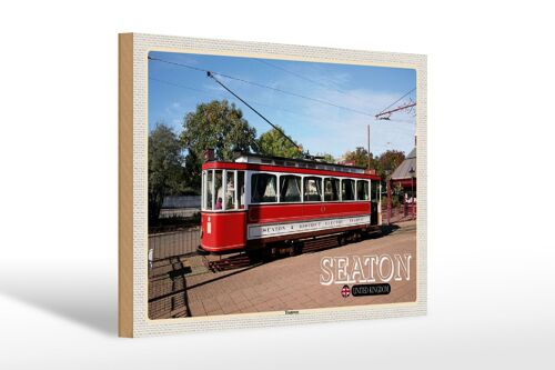 Holzschild Städte Seaton Tramway UK England 30x20cm