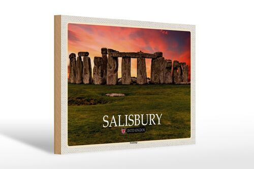 Holzschild Städte Salisbury Stonchenge England UK 30x20cm