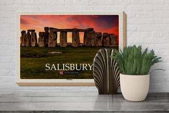 Panneau en bois villes Salisbury Stonchenge Angleterre Royaume-Uni 30x20cm 3