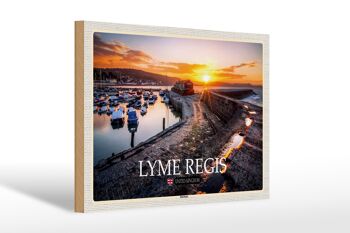 Panneau en bois villes Lyme Regis Harbour Enlgand UK 30x20cm 1