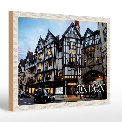 Cartel de madera ciudades Soho Londres Reino Unido 30x20cm