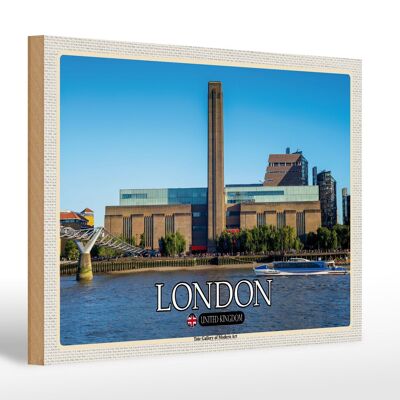 Cartello in legno città Tate Gallery of Modern Art UK 30x20 cm