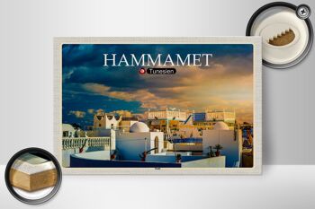 Panneau en bois voyage Hammamet Tunisie vacances soleil 30x20cm 2