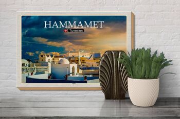 Panneau en bois voyage Hammamet Tunisie vacances soleil 30x20cm 3