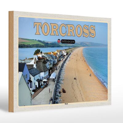 Cartel de madera ciudades Torcross Beach Inglaterra Reino Unido 30x20cm