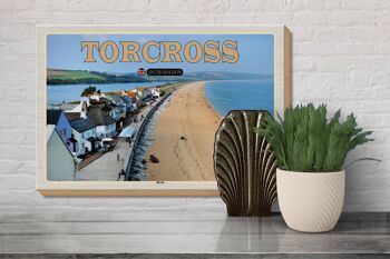 Panneau en bois villes Torcross Beach Angleterre Royaume-Uni 30x20cm 3