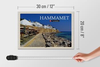 Panneau en bois voyage Hammamet Tunisie mer plage 30x20cm 4