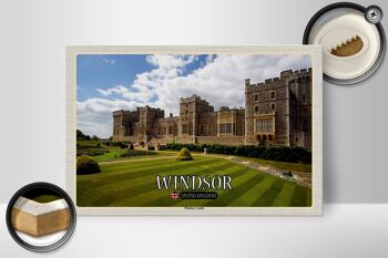 Panneau en bois villes Angleterre Royaume-Uni Château de Windsor 30x20cm 2