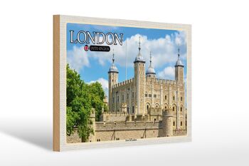 Panneau en bois villes Tour de Londres Royaume-Uni 30x20cm 1