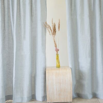 Light Grey Linen curtain with multifunctional tape, 140x229 cm