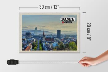 Panneau en bois voyage Bâle Suisse skyline architecture 30x20cm 4