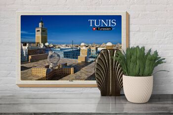 Panneau en bois voyage Tunis Tunisie Médina Mosquée 30x20cm 3