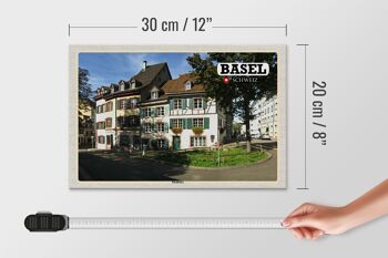 Panneau en bois voyage Bâle Suisse Kleinbasel ville 30x20cm 4