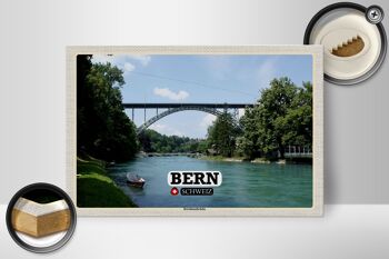 Panneau en bois voyage Berne Suisse Pont Kornhausbrücke 30x20cm 2