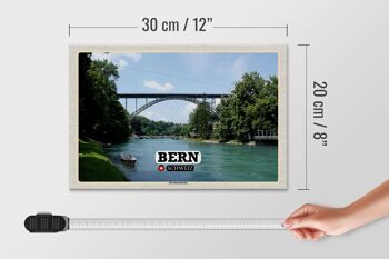 Panneau en bois voyage Berne Suisse Pont Kornhausbrücke 30x20cm 4
