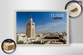 Panneau en bois voyage Tunisie Mosquée Ez Zitouna 30x20cm 2