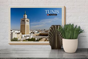 Panneau en bois voyage Tunisie Mosquée Ez Zitouna 30x20cm 3