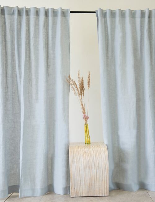 Light Grey Linen curtain with multifunctional tape, 140x274 cm
