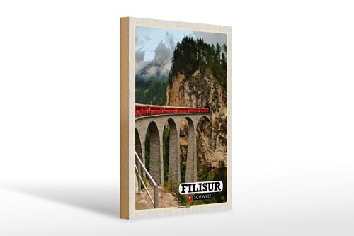 Holzschild Reise Filisur Schweiz Landwasserviadukt 20x30cm