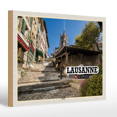 Holzschild Reise Lausanne Schweiz Architektur 30x20cm