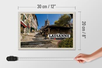 Panneau en bois voyage Lausanne Suisse architecture 30x20cm 4