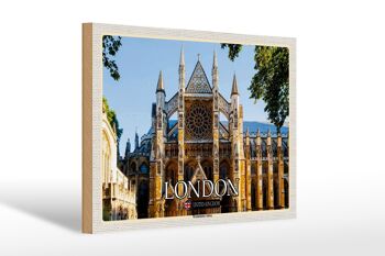 Panneau en bois villes Westminster Abbey Londres UK 30x20cm 1