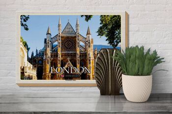 Panneau en bois villes Westminster Abbey Londres UK 30x20cm 3