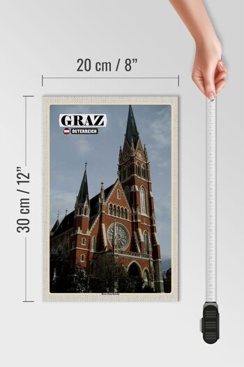 Panneau en bois voyage Graz Autriche Église du Sacré-Cœur 20x30cm 4