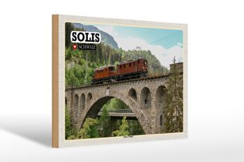 Panneau en bois voyage Solis Suisse Viaduc du Soliser 30x20cm 1