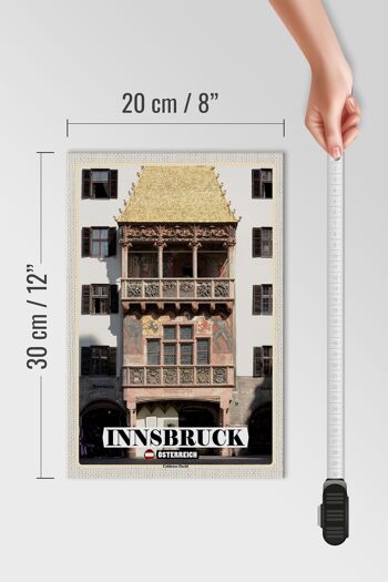 Panneau en bois voyage Innsbruck Autriche Petit Toit d'Or 20x30cm 4