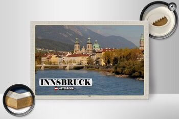 Panneau en bois voyage Innsbruck Autriche Inn River 30x20cm 2