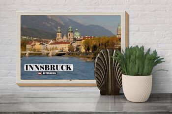 Panneau en bois voyage Innsbruck Autriche Inn River 30x20cm 3