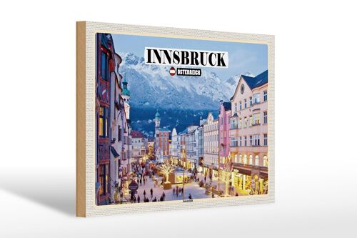 Holzschild Reise Innsbruck Österreich Weihnachten 30x20cm