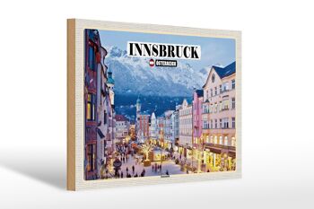 Panneau en bois voyage Innsbruck Autriche Noël 30x20cm 1