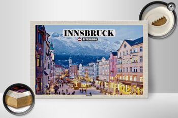 Panneau en bois voyage Innsbruck Autriche Noël 30x20cm 2