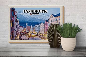 Panneau en bois voyage Innsbruck Autriche Noël 30x20cm 3