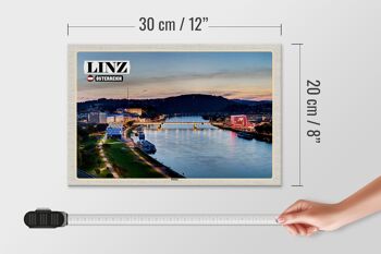 Panneau en bois voyage Linz Autriche Danube 30x20cm 4