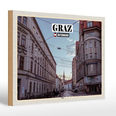 Cartel de madera viaje Graz Austria Lend ciudad 30x20cm
