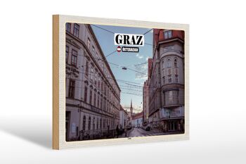 Panneau en bois voyage Graz Autriche Lend city 30x20cm 1