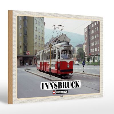 Cartel de madera viaje Innsbruck Austria Pradl ciudad 30x20cm