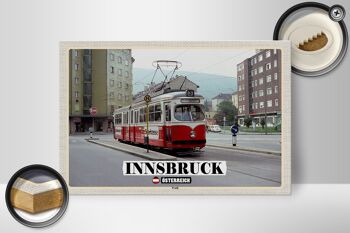 Panneau en bois voyage Innsbruck Autriche Pradl ville 30x20cm 2